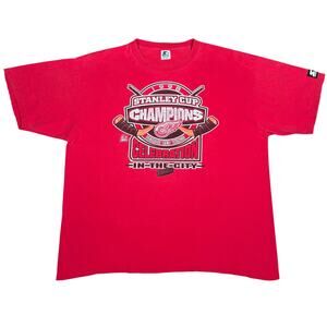 Vintage 1998 Detroit Red Wings Stanley Cup Champions Starter T-Shirt XXL USA